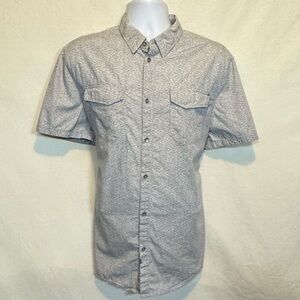 A-73 Men's Calvin Klein Jeans Gray Button Down Short‎ Sleeve Shirt Size L